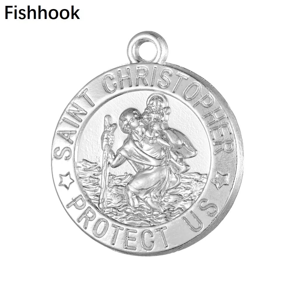 Fishhook 20 шт./лот St. Кристофер Религиозные Подвески для изготовления золотого и