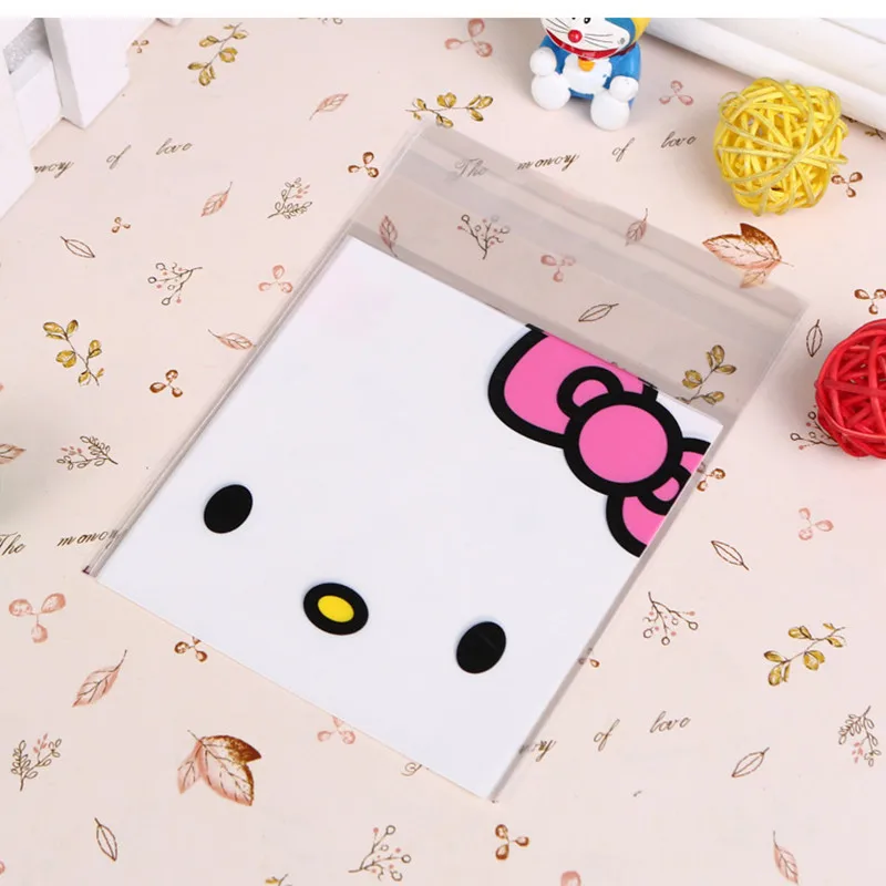 50 шт./лот самоклеящиеся конфеты Сумки Пластик Bownot рисунок Hello Kitty упаковки печенья