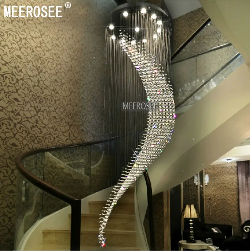 

Big Large Spiral Crystal Chandelier Lighting Hotel Villa Crystal Lamp for Staircase, Hallway, Lobby Project Chandelier Lamp