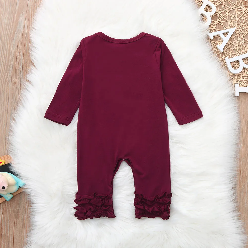 Newborn Baby Girl Clothes Long Sleeve Romper Jumpsuit LetterRuffles Outfits | Детская одежда и обувь