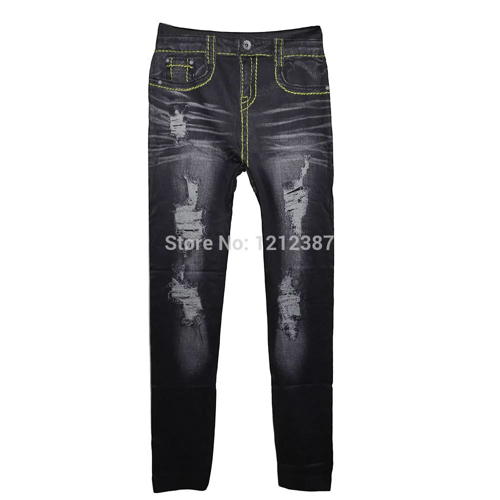 Джинсы женские 2017 сексуальные с фальш дырками из смесового хлопка брюки карандаш