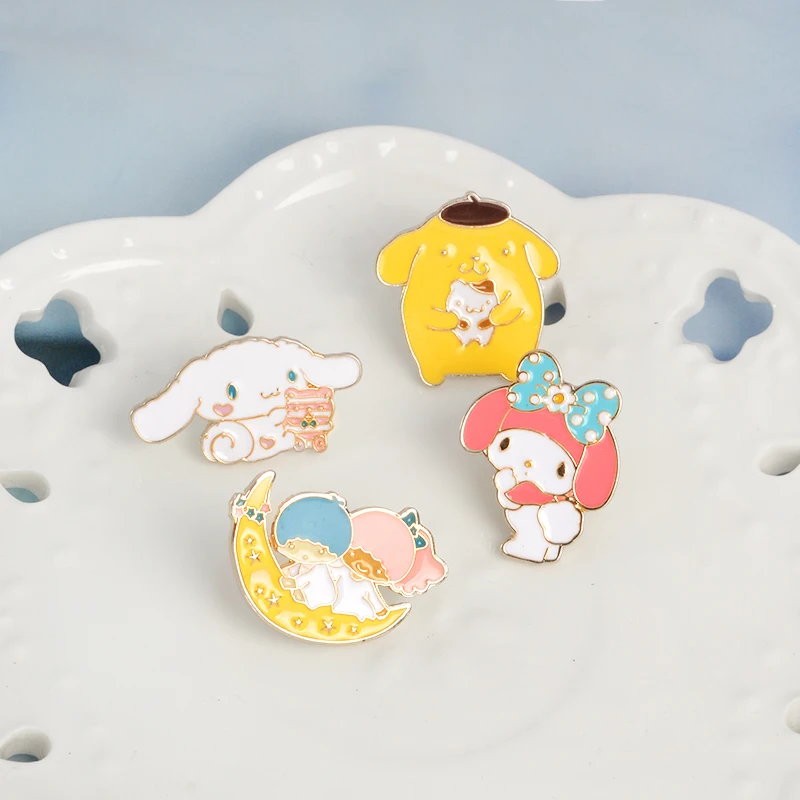 

4pcs/set Japanese Anime Cute Kawaii Bunny Puppy My Melody Enamel Pins Collar Hat Lapel Pin Japanese Cartoon Jewelry Accessories