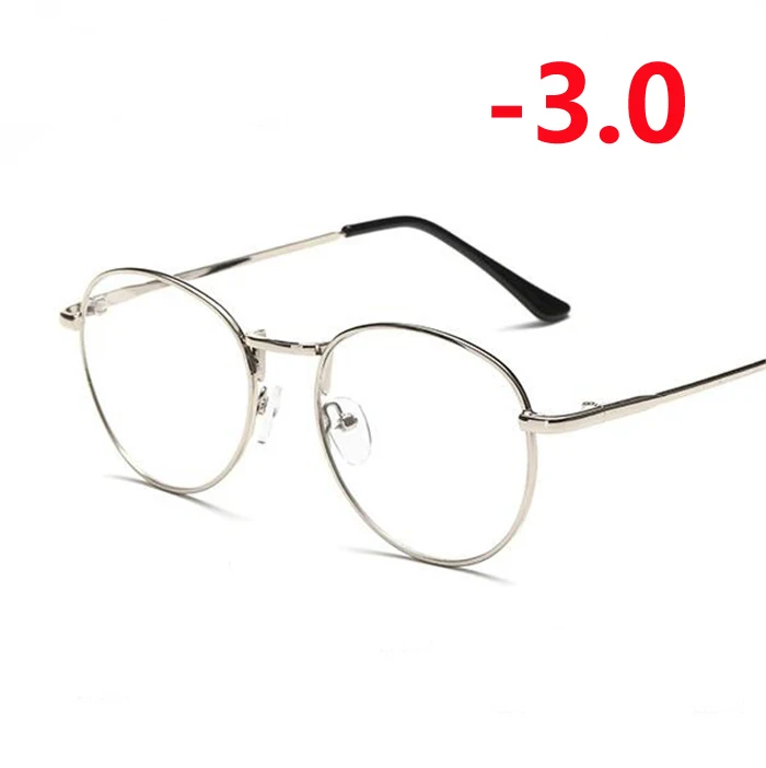 Myopia 300 1-1,5-2-2,5-3-3,5-4 готовые очки для близорукости женские мужские короткие очки для коррекции зрения металлические женские мужские очки для близорукости с градусом - Цвет оправы: Myopia 300