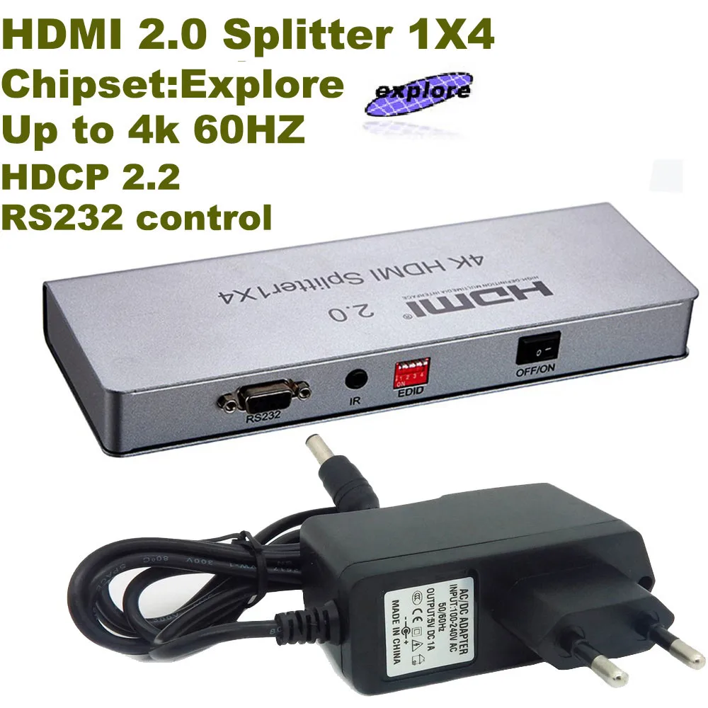 HDMI разветвитель 2 0 4 K 60 HZ коммутатор сплиттера HDCP2.2 k X K/60 Гц 1080 P с адаптером питания