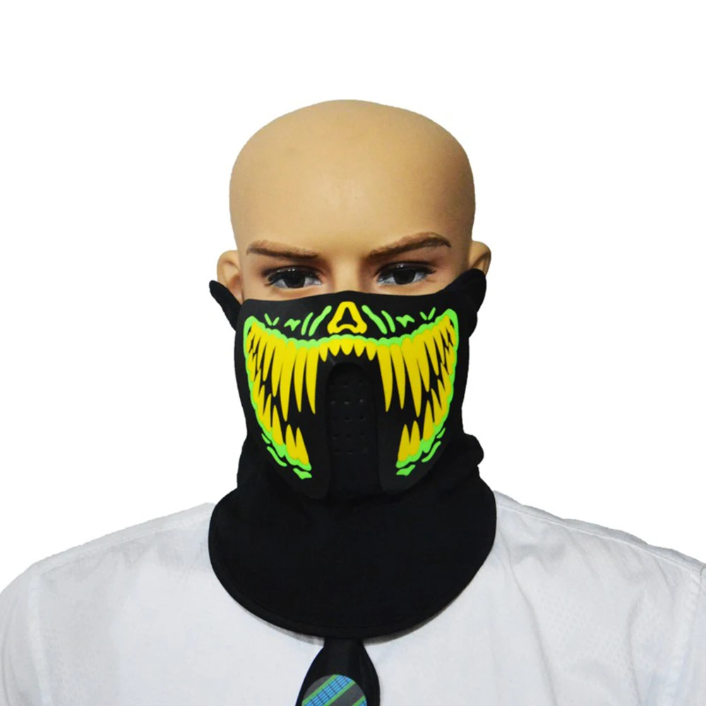 Светодиодный маска Хэллоуин музыка со звуком Active Косплэй для Light up Rave фестиваль