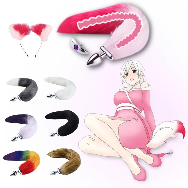 Metal Butt Anal Plug with Fox tail and cat ear Cosplay Erotic Accessories anal dildo Adult Sex Toys for women Couples bdsm games | Красота и