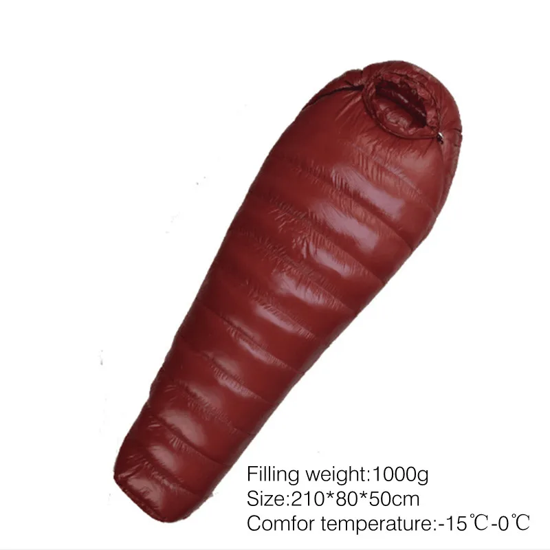 wine red 1000g Спальный мешок для кемпинга, 600 г, 800 г, 1000 г, Сверхлегкий, сохраняет тепло, для альпинизма, зимнего уличного оборудования - Цвет: wine red 1000g