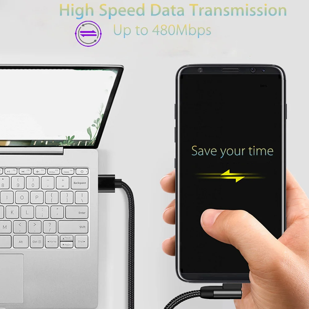 1 м 5A 90 градусов l-образный кабель для быстрой зарядки usb type C для huawei P20 samsung Xiaomi кабель для синхронизации нейлоновый шнур для игр прочный