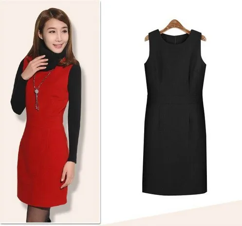 XS-4XL Plus Size Normal Quality Autumn Winter Women'S European Style Vest Sleeveless Woolen Sundress | Женская одежда