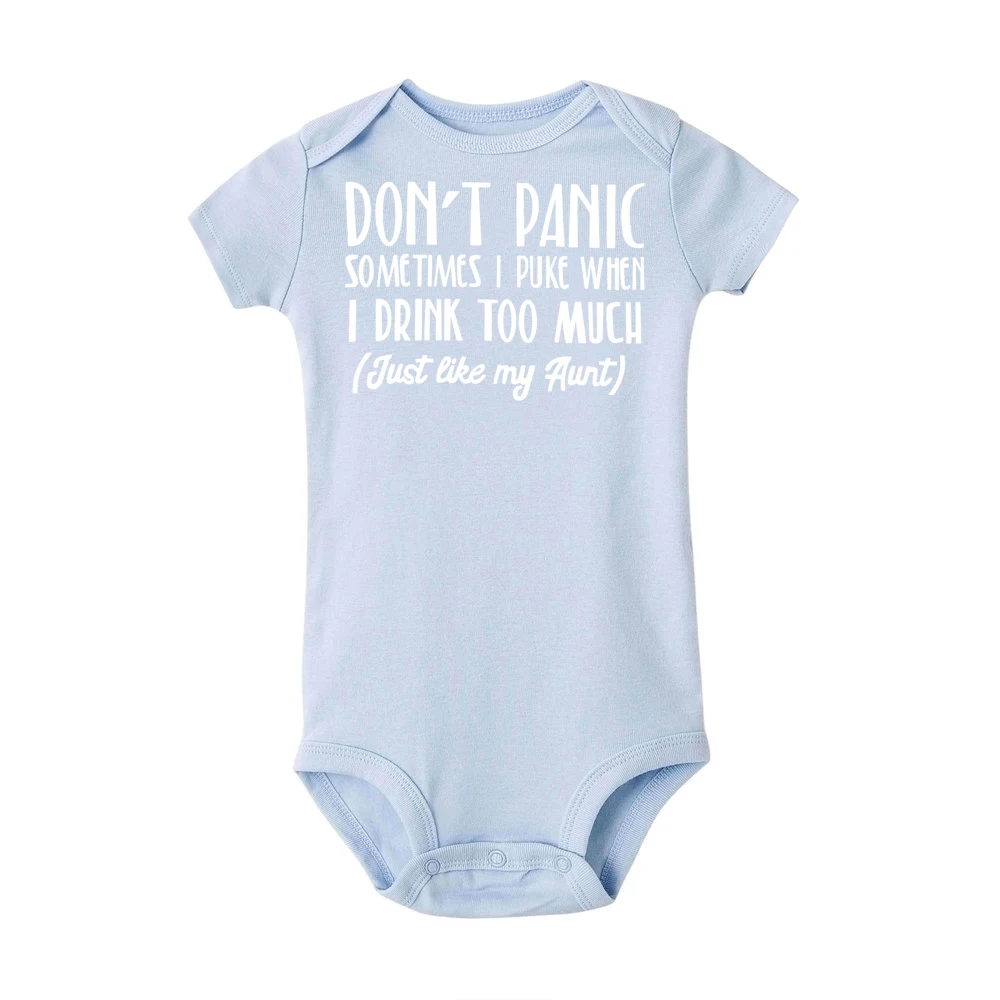 Г. Боди для малышей с надписью «Don't Panic Just Like My тетя»; белый комбинезон для девочек и мальчиков; летняя хлопковая одежда - Цвет: R376-SRPLB-