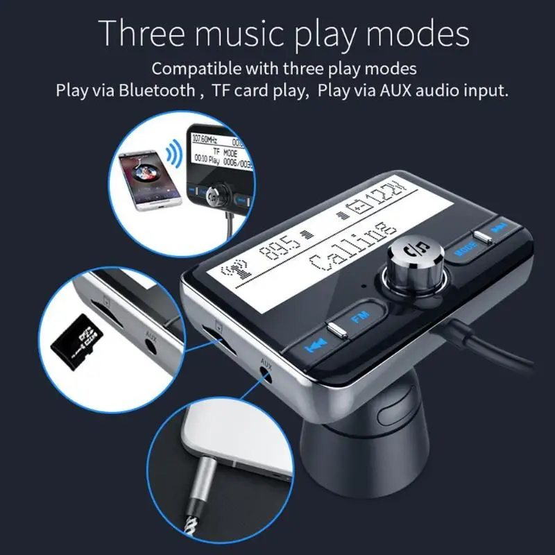 VODOOL Bluetooth FM передатчик Беспроводной громкой связи Bluetooth гарнитура для MP3 плеер, автомобильный набор, ЖК-дисплей цифровой Дисплей двойной зарядное устройство USB для телефона CCTV DVR gps