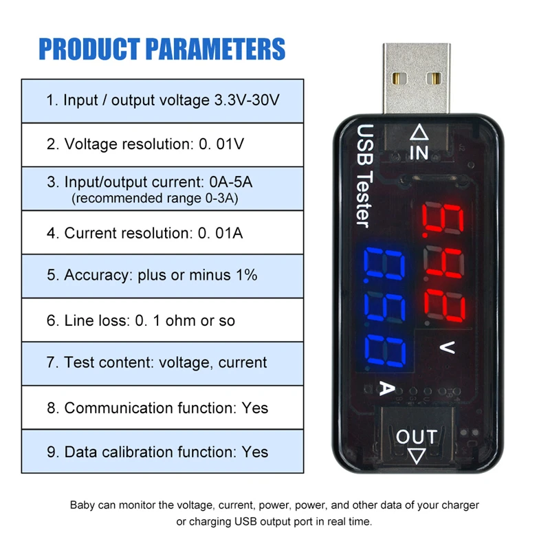 USB-тестер напряжения цифровой вольтметр-амперметр с ЖК дисплеем детектор монитор