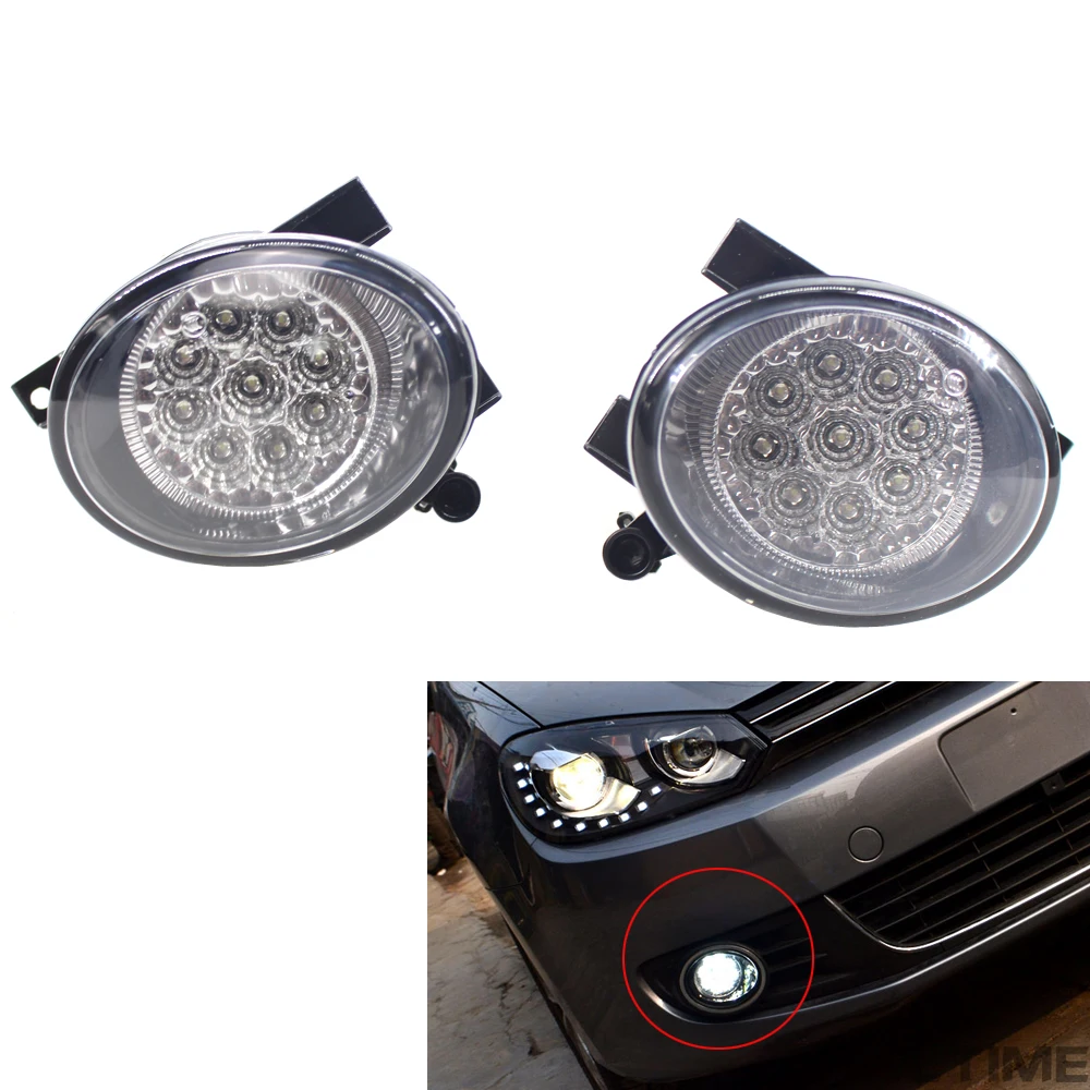 

LED Fog Light Bright White Lamp for VW GOLF MK6 JETTA Caddy E0S Touran Tiguan 11-14 Left & Right