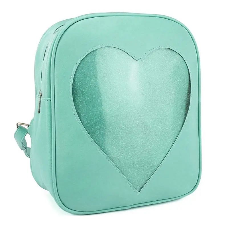 Прозрачные рюкзаки конфетных расцветок, прозрачные школьные сумки с сердечком для девочек-подростков, Детская сумочка для девочек, сумка(зеленый цвет