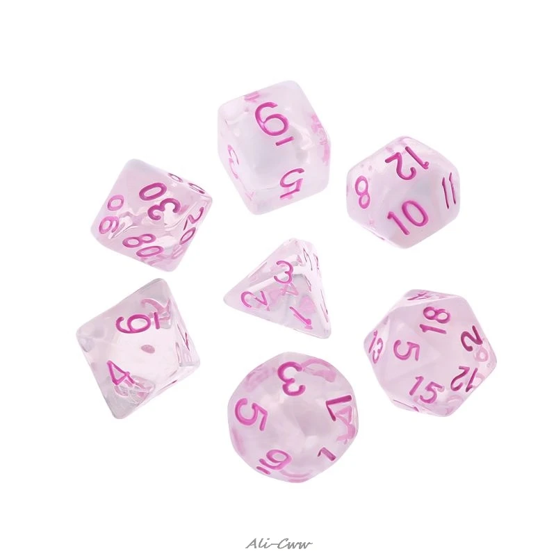 

7 Pcs/Set New Game Dice Transparent Fashion Dices Multi-side Desktop Games Party Play Gifts Polyhedral Black/Pink