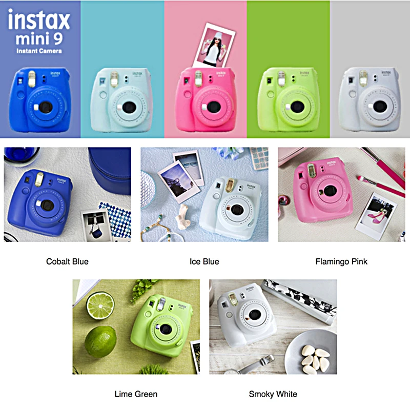 Fujifilm Instax Mini 9 Ice Blue мгновенная камера + Fuji 60 пленка простая фото фотография белый
