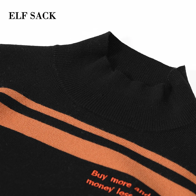 ELFSACK новинка Модный женский свитер с буквенным принтом длинный рукав круглый