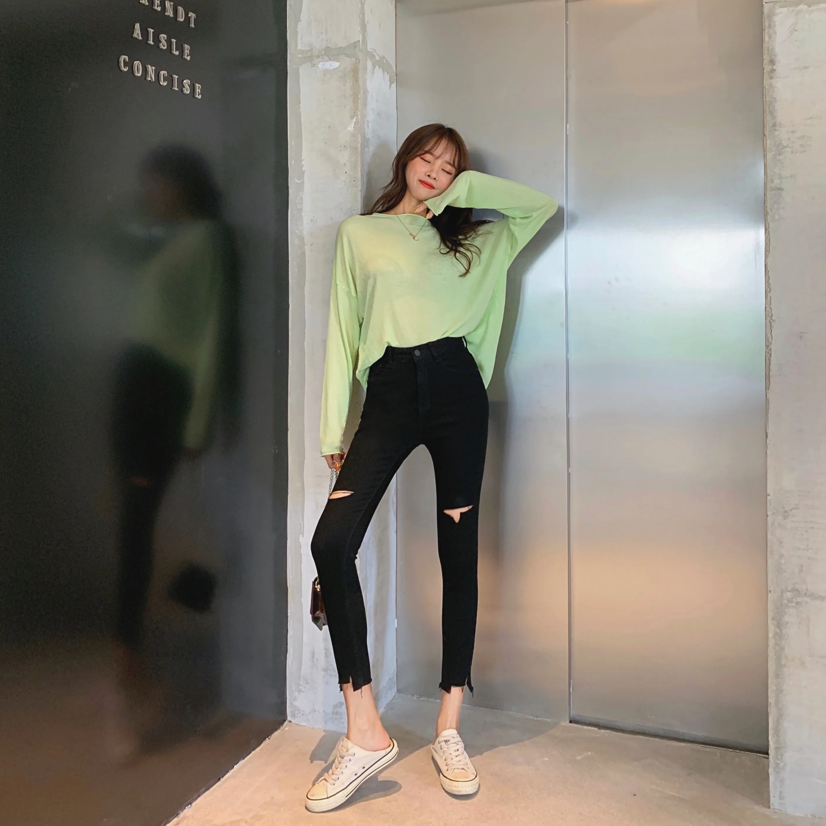 S xl 2019 осенние корейские шикарные Стильные узкие джинсовые брюки с высокой талией