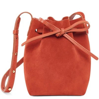 orange mini mansurstudio женская сумка-мешок из искусственной замши, женские Кожаные Замшевые сумки через плечо - Цвет: orange mini