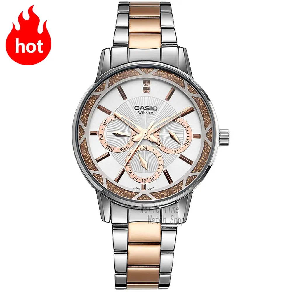 Casio смотреть женские часы лучший бренд класса люкс 50м Водонепроницаемый Кварцевые часы женские Подарки Светящиеся Часы Спортивные часы Бизнес классические женские часы reloj mujer relogio feminino zegarek damski - Цвет: LTP2087RG7A-1