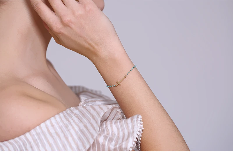 Badu золотой крест кулон браслет синий кристалл цепи Bracekets для девочек изысканные ювелирные изделия для вечерние свадебные помолвки