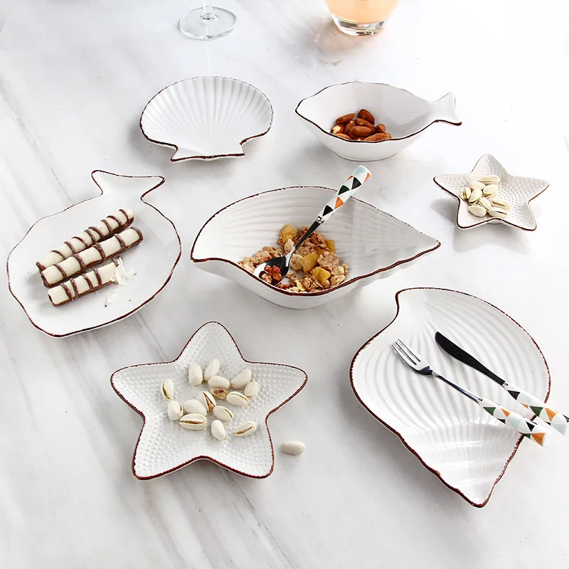 Керамическая тарелка для хранения в океане ювелирных изделий креативная