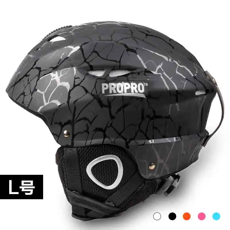 Высококлассный шлем PROPRO наружный лыжный шлем ABS+ EPS ветрозащитный сохраняет тепло взрослых сноуборд мужчин женщин Катание на коньках Защитная шапка - Цвет: Black L