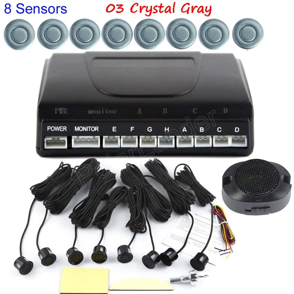 03 crystal gray 44 цвета комплект автомобильных датчиков парковки 8 датчиков s нет дисплея обратный резервный Радар НЕТ монитора 12 в автомобильный Автомобиль Горячая Распродажа - Название цвета: 03 crystal gray