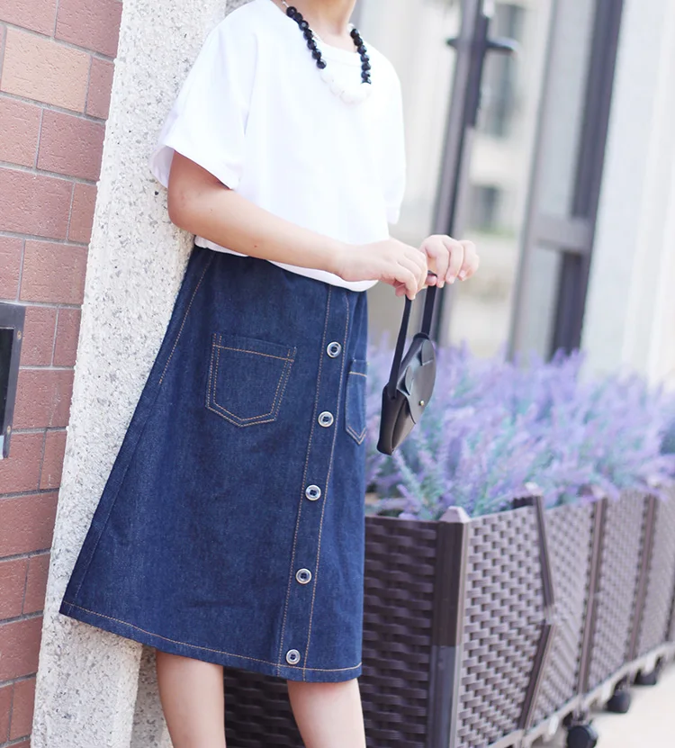 От 3 до 11 лет юбки для маленьких девочек Сезон весна-лето mediume Длинная джинсовая