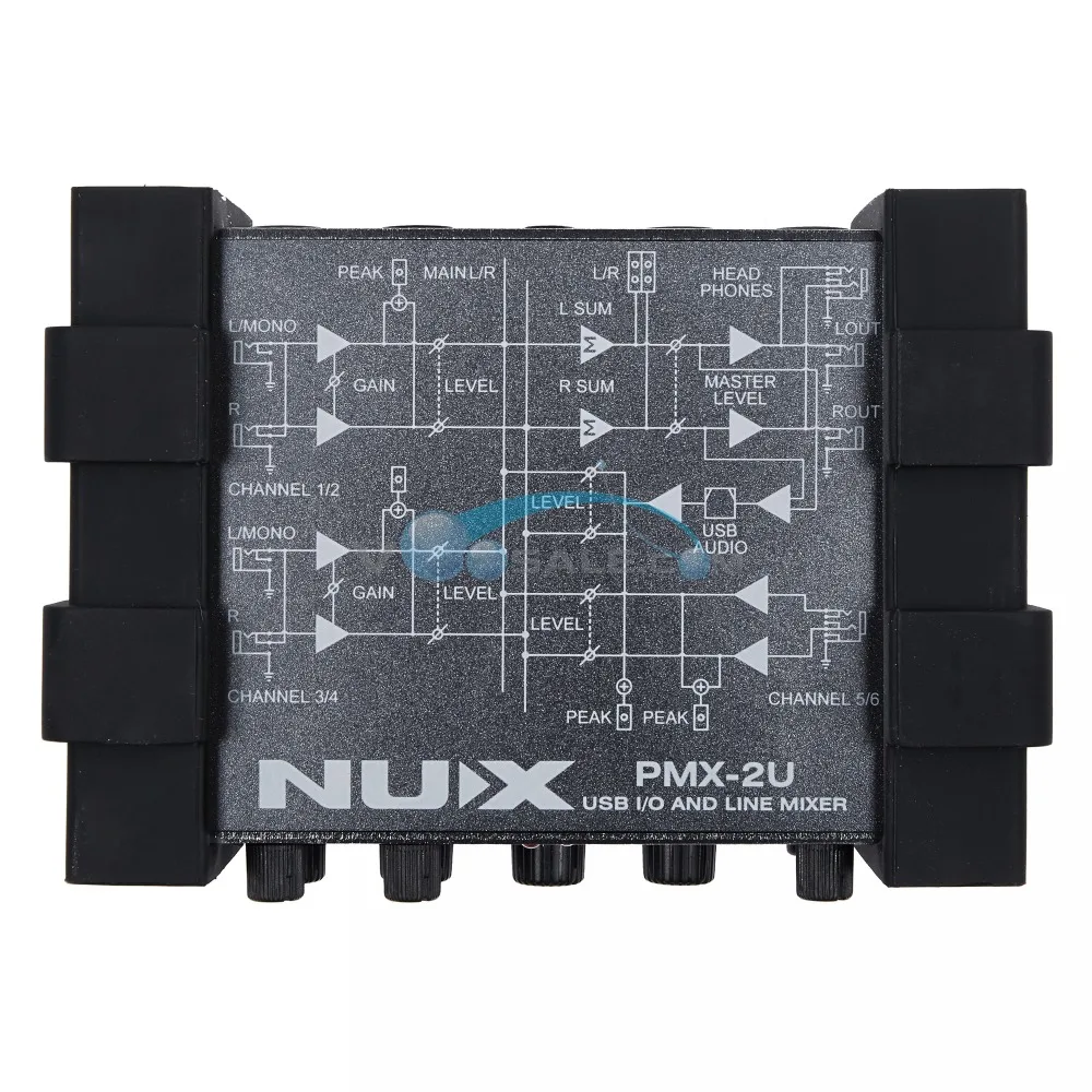 NUX PMX 2U Электрогитара Бас USB аудио интерфейс I/O линейный миксер 6 входов и 2 выхода