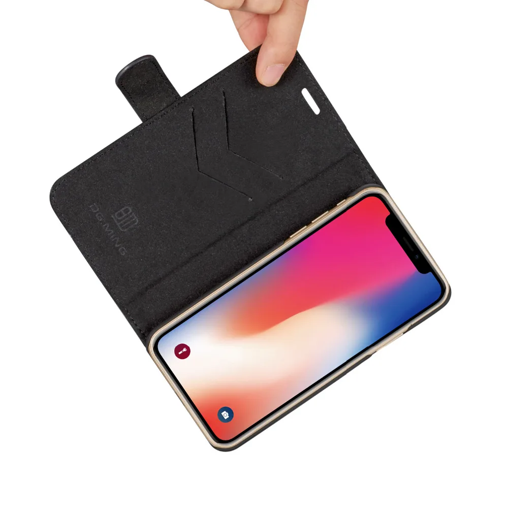 Съемный чехол бумажник DG.MING 2 в 1 для iPhone X встроенный магнитный держатель