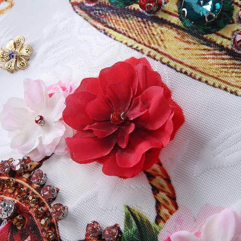 Новое летнее женское платье Whtie Бисер цветок Высокое качество без рукавов Vestidos