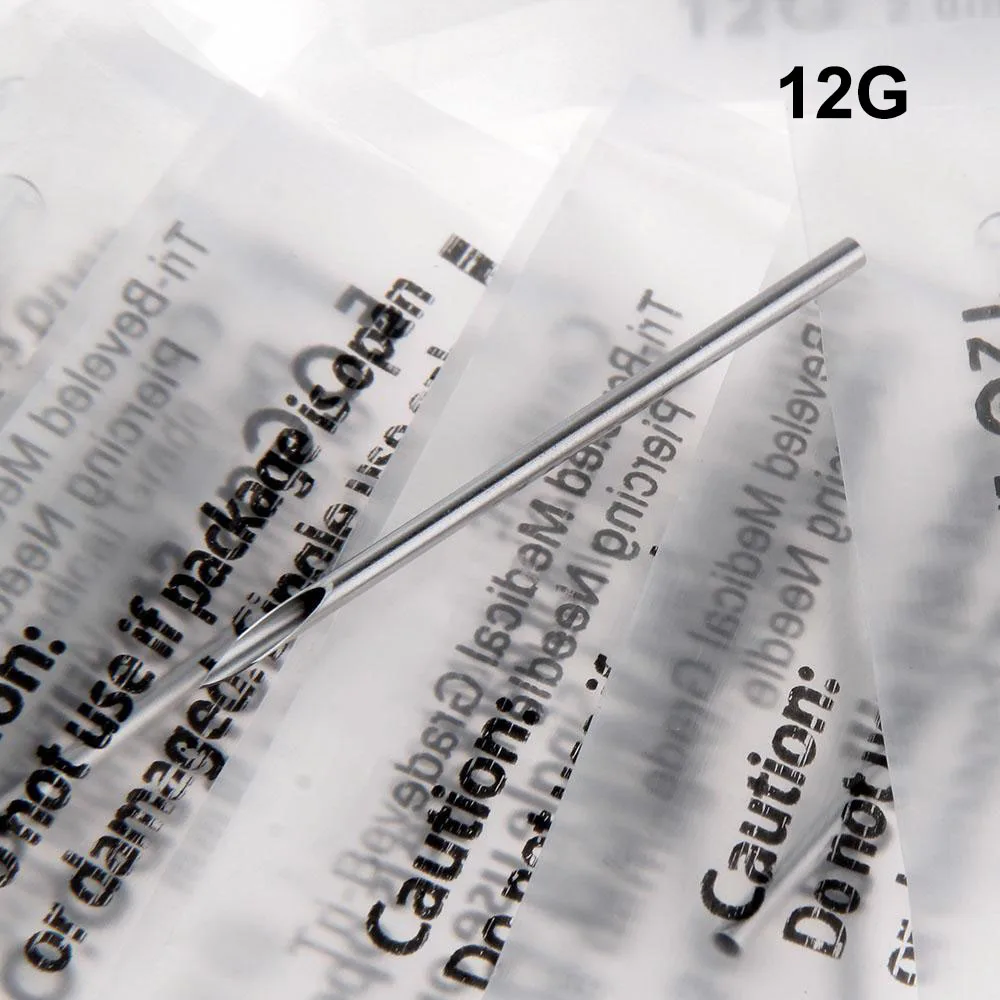 

100PC 12G Disposable Tattoo Sterile Body Piercing Needles 12G With Box For Ear Nose Navel Nipple Free Shipping