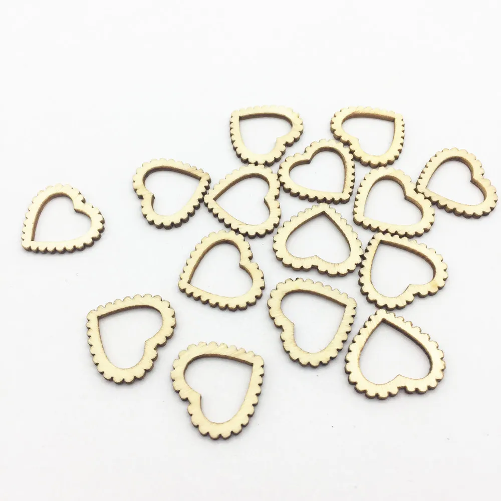 

1000pcs 15mm/20mm Cutout Garland Side Wood Open Hearts Wedding Decorations Table Scatters Craft Toppers