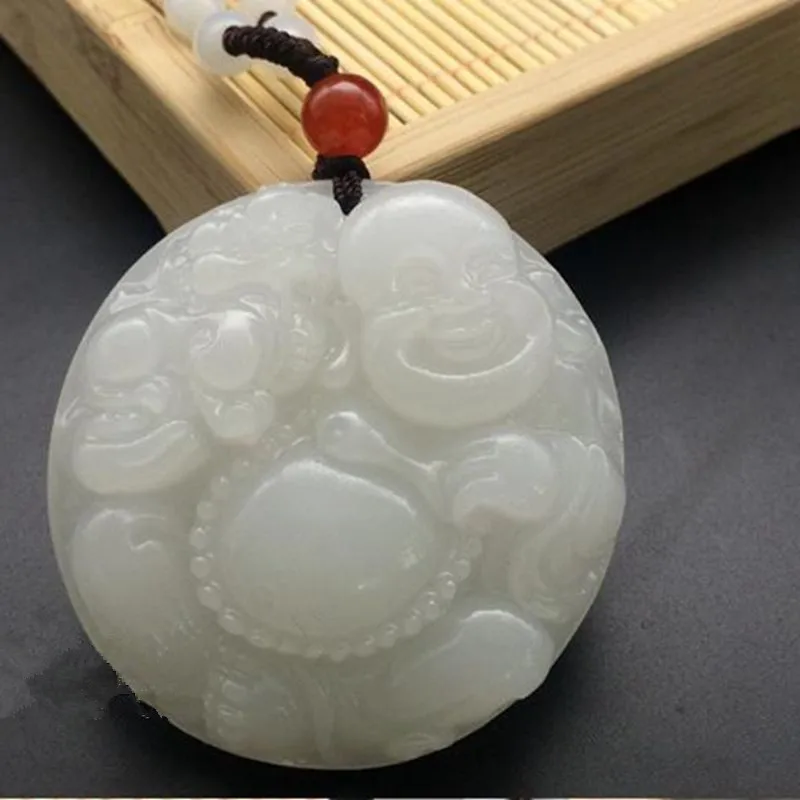 Натуральный белый нефритовый кулон Будды сопоставимый Tuo Afghanistan Hetian jade Pixiu +