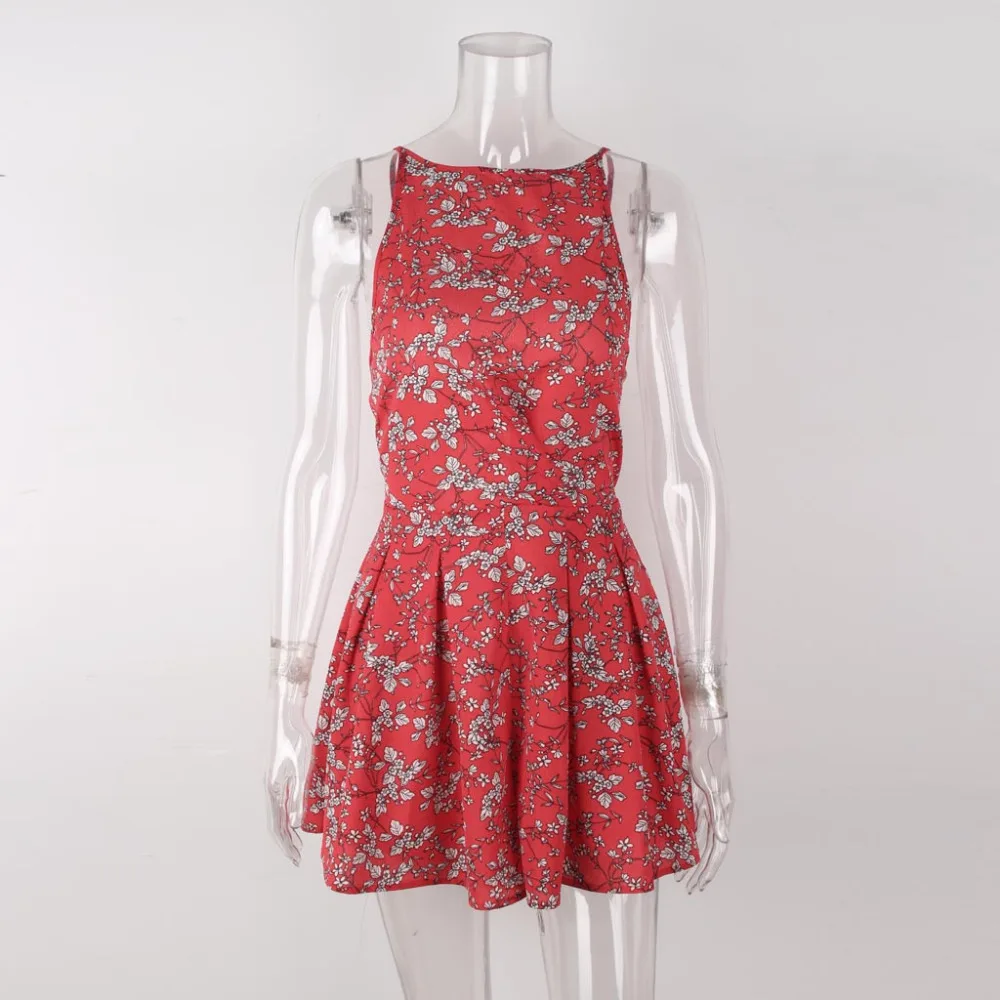 2019 женское с цветочным узором игровой костюм без рукавов открытой спиной Женская