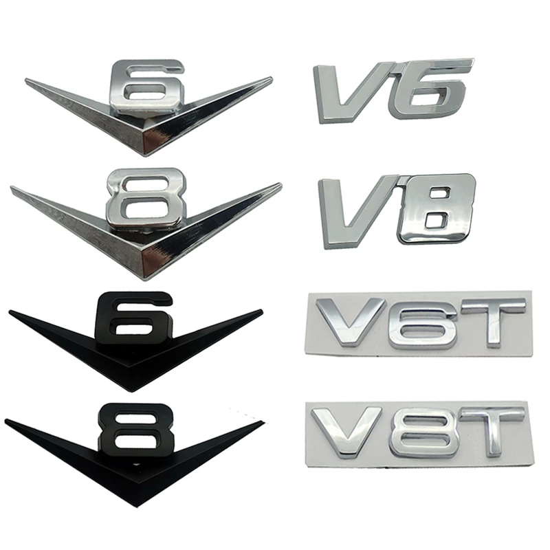 Автомобильное моделирование 3D V6 V8 T Логотип двигателя багажник сзади значка