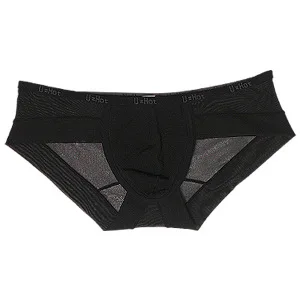 Sexy Gay Underwear Men Briefs Shorts Transparent Mesh Breathable Low Waist U Pouch Underpants Cuecas ropa interior hombre M-XL |