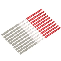 uxcell 10pcs red silver 2mm x 100mm flat diamond needle file 150 grit use to shape steel glass tile metal glass stone