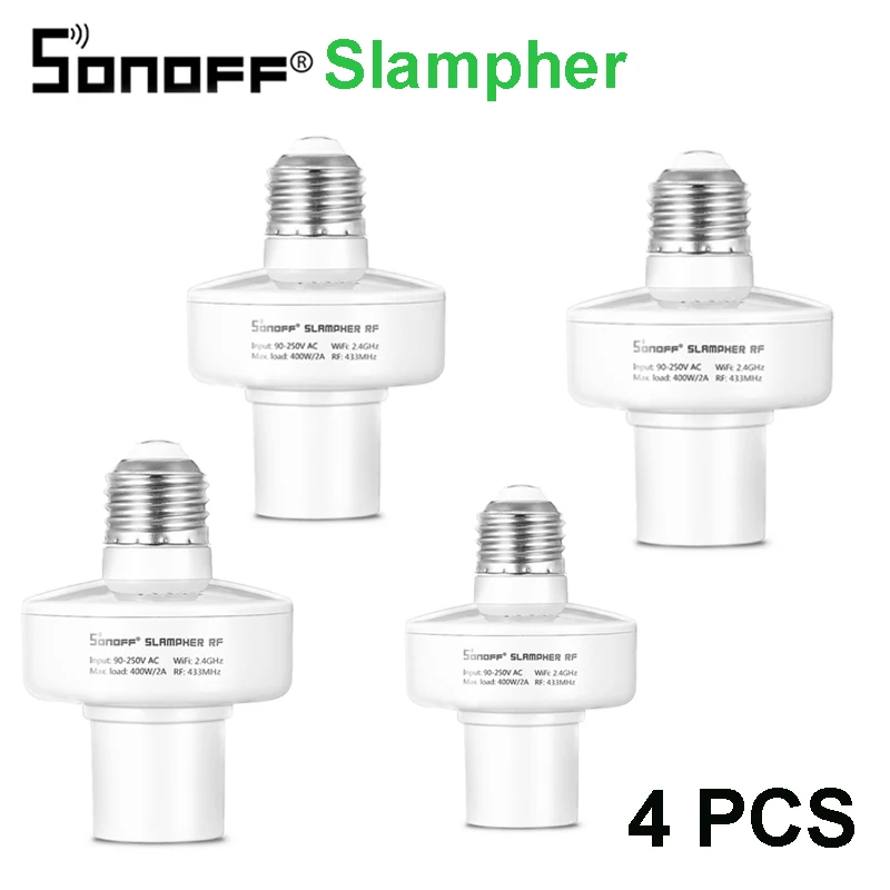 Itead Sonoff Slampher РФ 433 мГц Wi-Fi Умный Свет Держатель E27 Wi-Fi свет лампы накаливания Держатель поддерживает RF приемник для умного дома - Комплект: 4 PCS