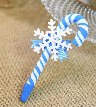 Blue Snowflake Coloffice 1PC Christmas Ballpoint Pen Kawaii Old Man Snowflake Soft Pottery For Kids Gift Black Ink 0.5mm Pen Shool Office - Цвет: Blue Snowflake
