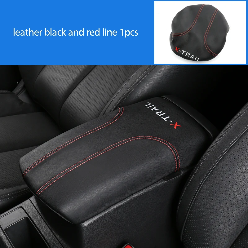 black and red line Автомобильный Центральный контейнер подлокотник коробка из искусственной кожи автомобильный-Стайлинг содержимое коробка держатель аксессуары для Nissan X-trail X trail T32 - Цвет: black and red line