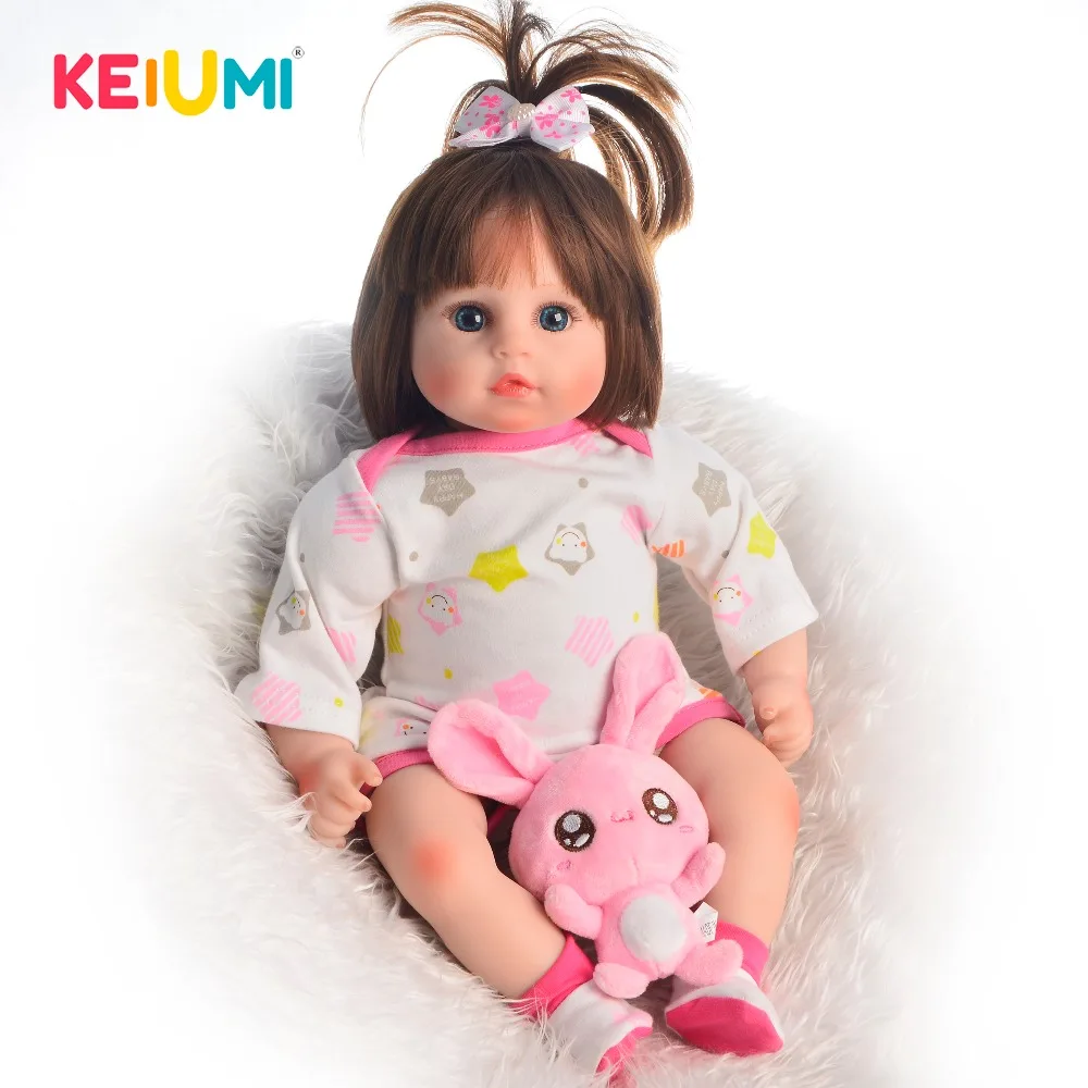 KEIUMI новый дизайн 18 дюймов Кукла новорожденная девочка мягкое Силиконовое тело 48