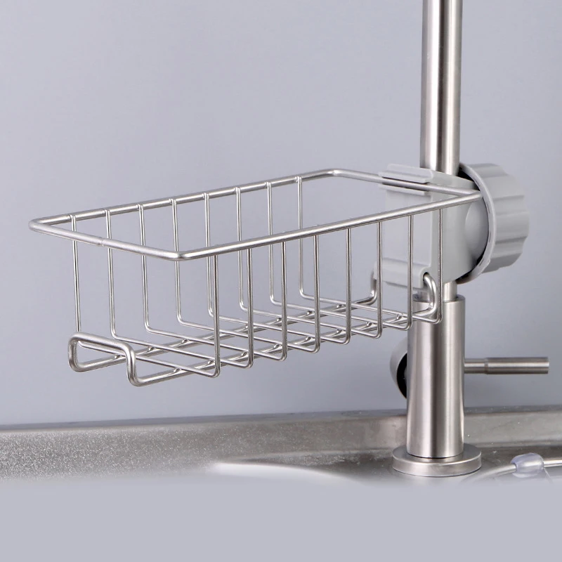 1 New Stainless Steel Faucet Rack Sink Drain Household Dish Cloth Sponge Storage Pool Storage Rack Finishing Rack Kitchen Supplies - Цвет: 1