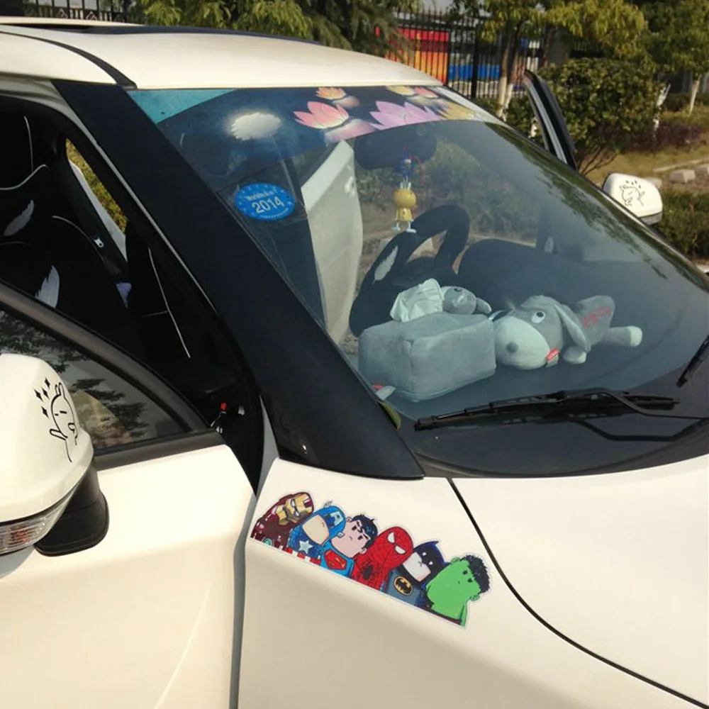Новые Супергерои милые светоотражающие автомобильные наклейки s Head Мстители декоративные художественные виниловые Мультяшные Стикеры для автомобиля Мстители