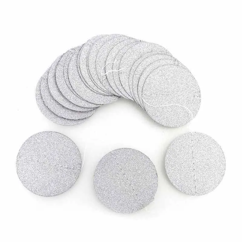 Бумажная гирлянда в горошек с блестками 2 м цвет розовый белый золотой для