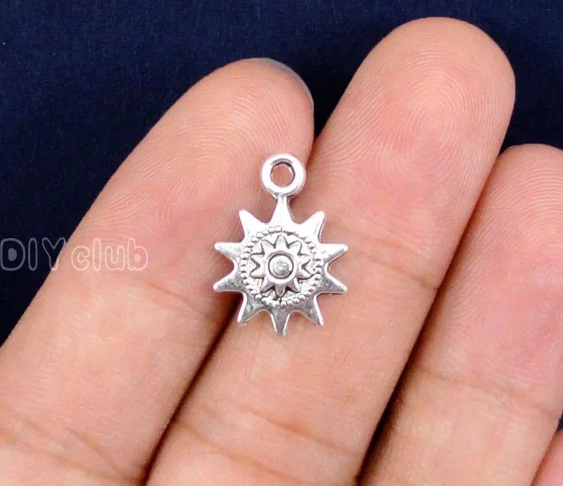 

100pcs- Antique Tibetan Silver 2 Sided Sun Charms pendants 17x13mm