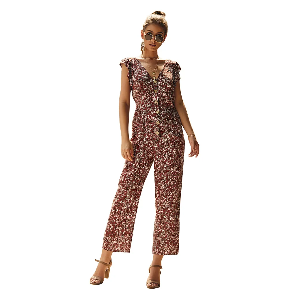 Женский однобортный комбинезон ALPHALMODA повседневный с короткими рукавами и