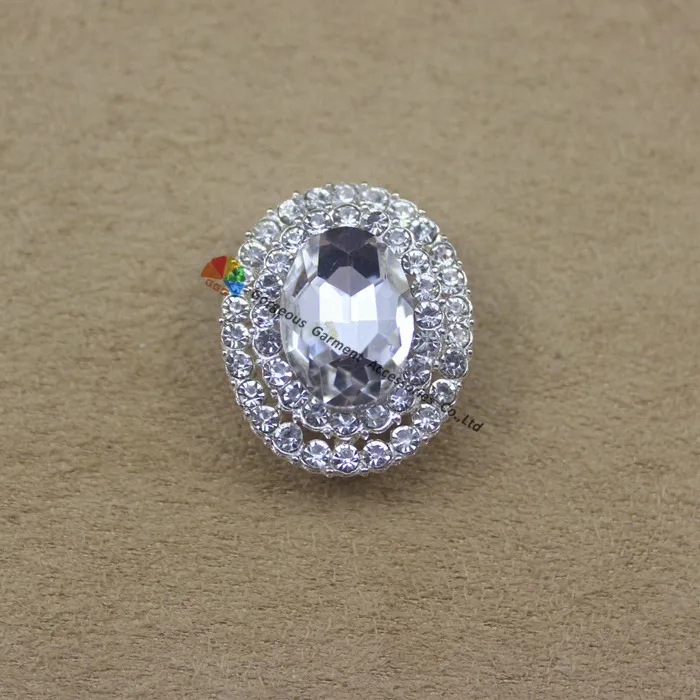 Блестящие металлические овальные пуговицы со стразами 20 шт. х25 мм центральные