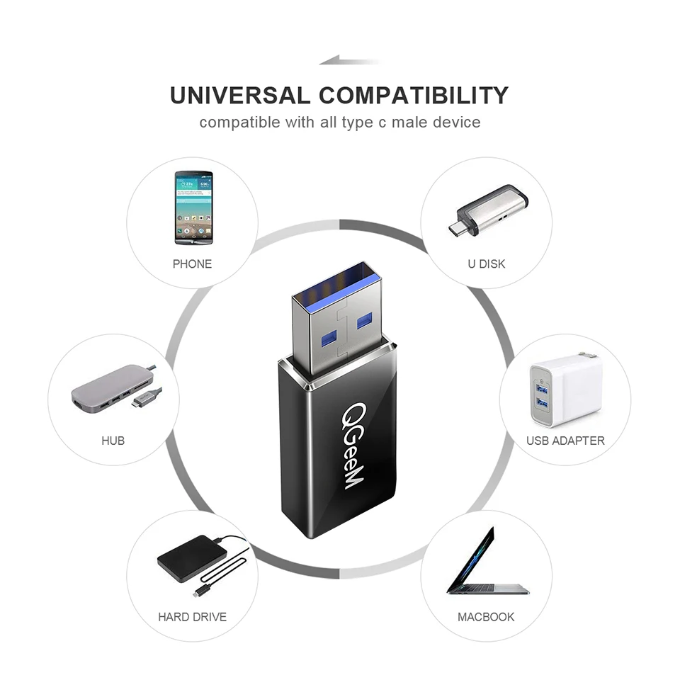 Адаптер QGeeM USB 3 1 Type C Мама-папа 0 10 Гбит/с | Электроника